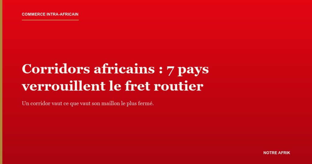 Camions de fret à un poste-frontière, illustrant les restrictions sur les corridors africains