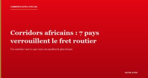 Camions de fret à un poste-frontière, illustrant les restrictions sur les corridors africains