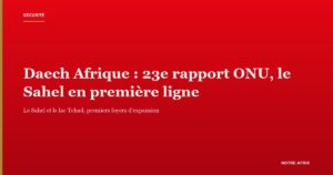 Rapport de l'ONU sur l'expansion de Daech en Afrique, Sahel et lac Tchad