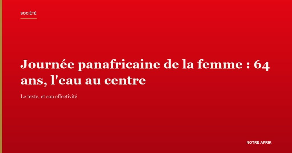 Journée panafricaine de la femme : 64 ans après la conférence de Dar es-Salaam