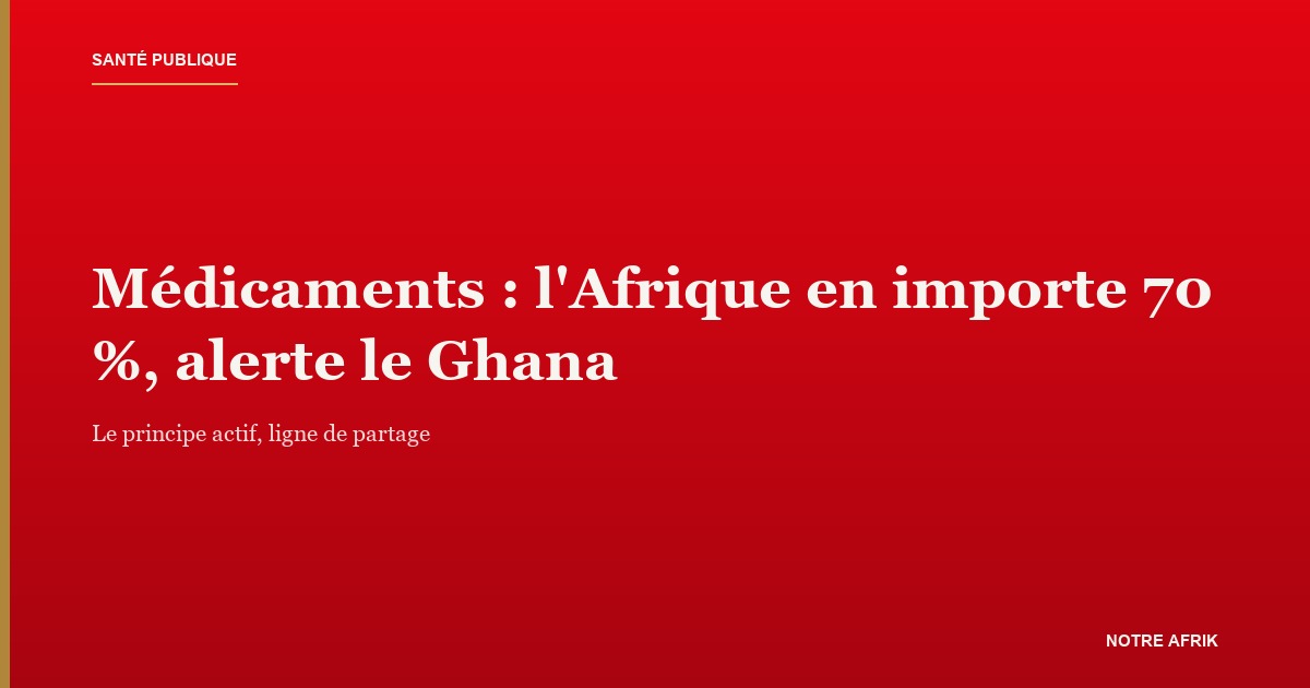 Médicaments en Afrique : la dépendance aux importations dénoncée au sommet d'Accra