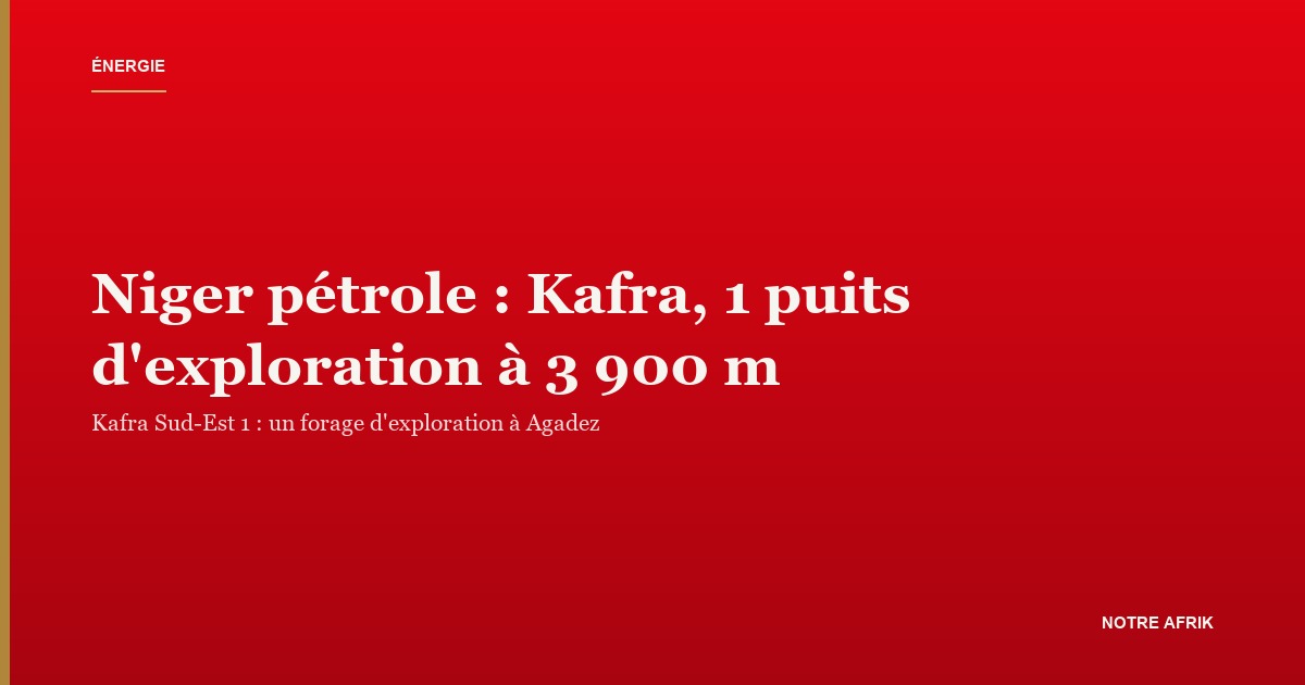 Niger pétrole : le forage d'exploration de Kafra Sud-Est 1, dans la région d'Agadez