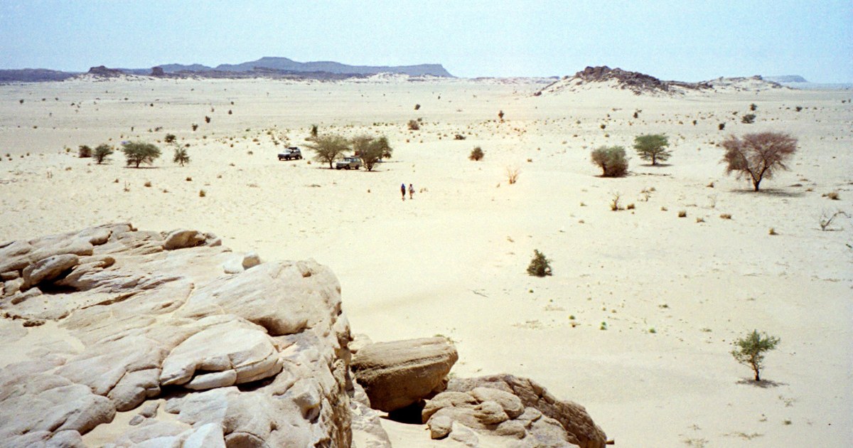Paysage désertique près d'Agadez, région nigérienne du permis pétrolier de Kafra, au cœur de l'axe Algérie Niger