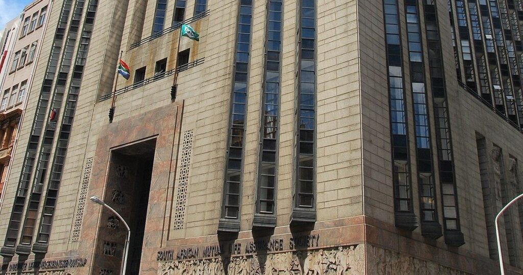 Siège historique de la South African Mutual Life Assurance Society au Cap, symbole de l'assurance en Afrique du Sud