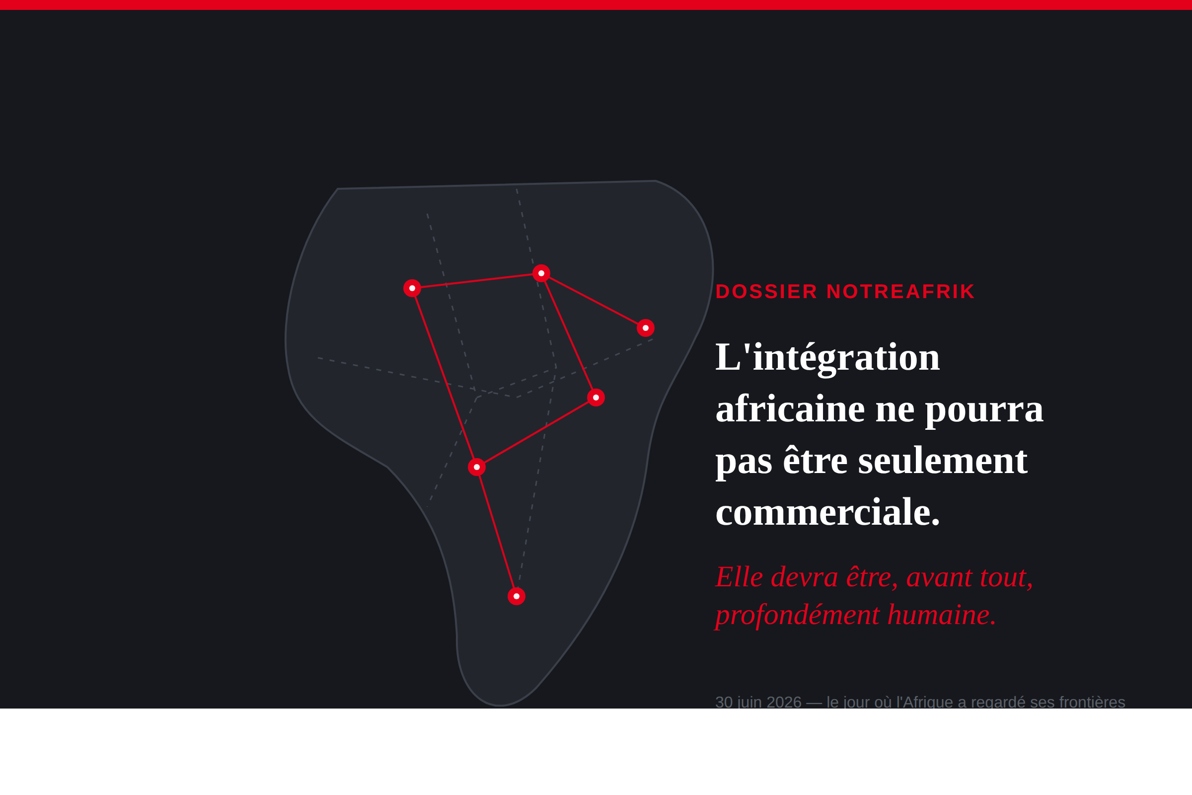 Illustration conceptuelle stylisée du continent africain évoquant l'avenir de l'intégration et la libre circulation des citoyens